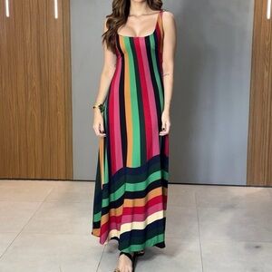 FARM Rio Colorful Striped Long Dress Size M